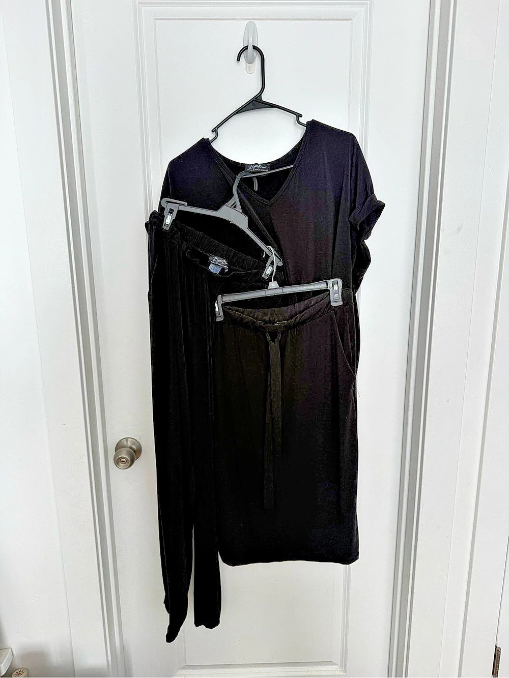 3 piece set- Black Jogger Pants, black skirt, black top- Like New